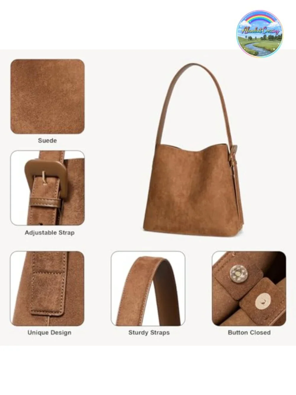 Women's Faux Leather Bucket Bag with Adjustable Strap